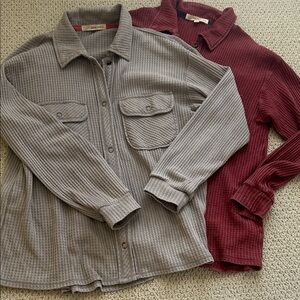 Rewind Taupe and Red Casual Button Down Shirts